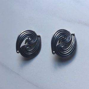 Vintage 925 Sterling Silver Clip On Earrings 1980s